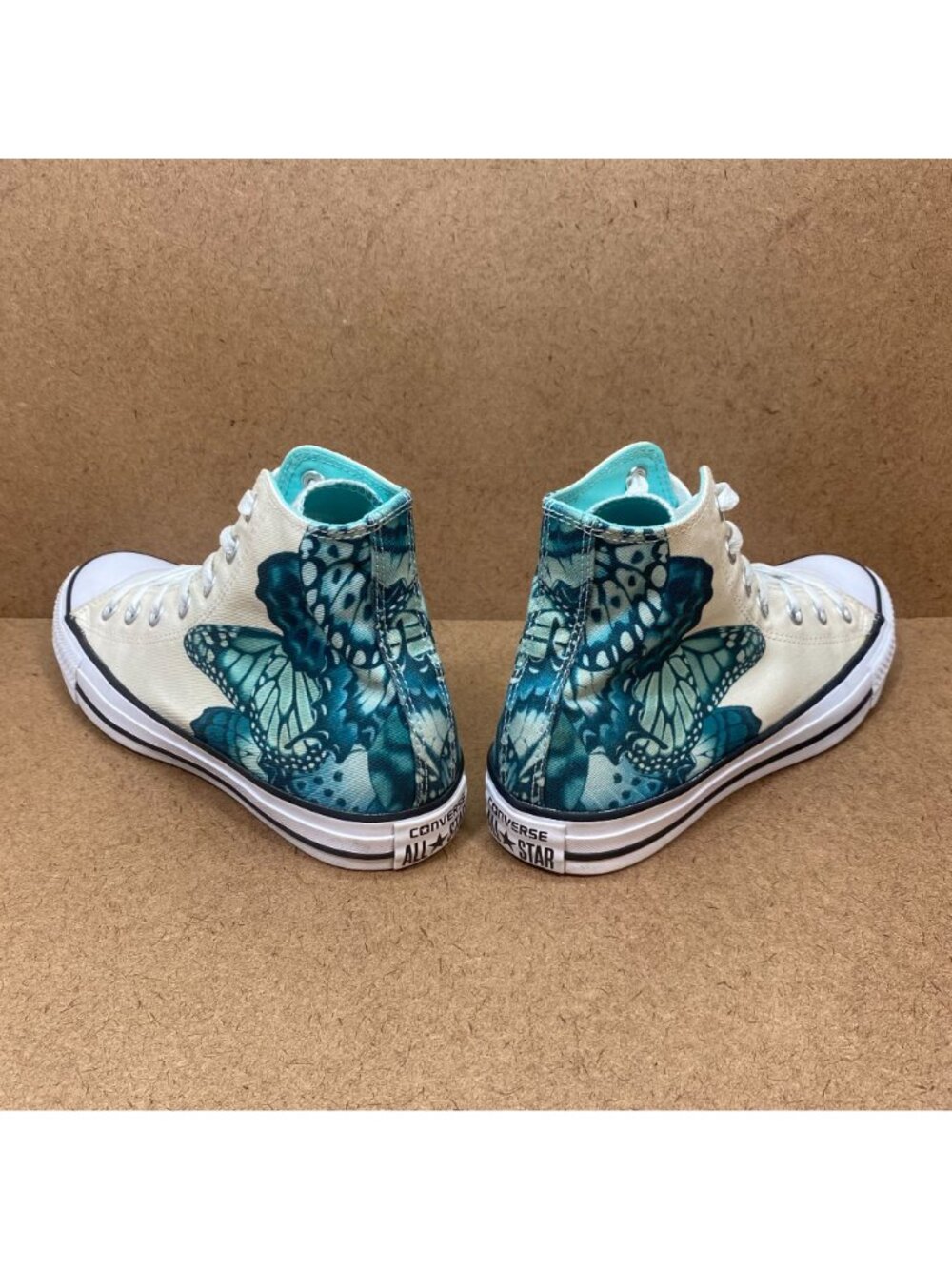 Converse Chuck Taylor All Star Womens Butterfly High-Top Shoes Size 8 White Teal - Picture 7 of 8